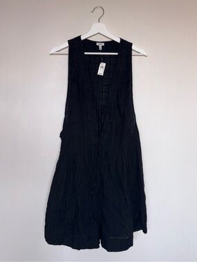 aerie Navy Textured Sleeveless V-Neck Dress